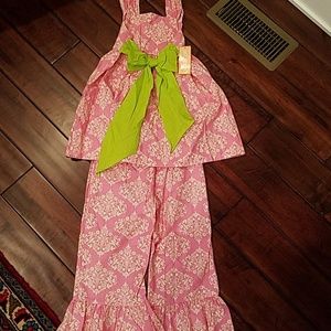 NWT Just Peachy Ruffles 2 pc Outfit 6X